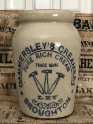 Antique Hammersley’s Creamery Pure Rich Cream English Stoneware Jar Pot
