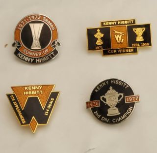Wolverhampton Wanderers Wolves Rare Enamel Badges Kenny Hibbitt
