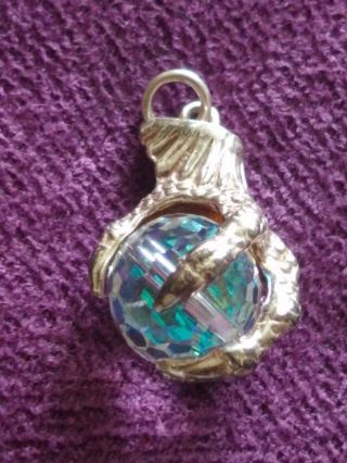 Stunning Rare Vintage Silver / A B Crystal Ball And Claw Charm : 7.  2 Grams 1980s