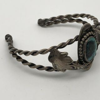 Vintage / Antique sterling silver Turquoise Native American Cuff 26.  4 Grams 3