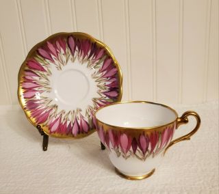 Vintage ROYAL STANDARD,  557 Tea Cup & Saucer Set Hand Painted Pink Crocus. 3