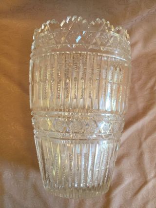 Antique 9” American Brilliant Cut Glass Crystal Oval 9” Vase