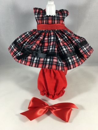 Vintage Mommy - Made Red & Black Plaid Dress Fits Ginny W - Bloomers & Bow (no Doll)
