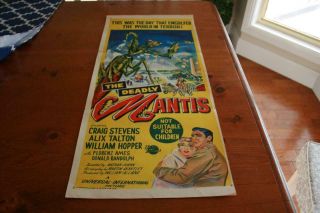 The Deadly Mantis Rare 1957 Australian Orig Daybill Horror Movie Poster Vg Cond
