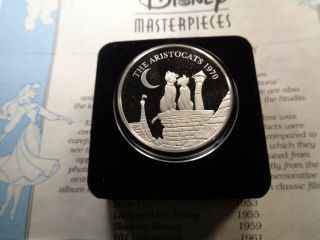 The Aristocats Disney 1970 Movie Release Masterpiece 999 Silver Coin Rare