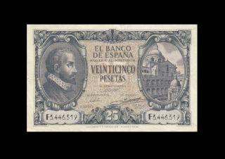 9.  1.  1940 Bank Of Spain 25 Pesetas Madrid X - Rare ( (ef))