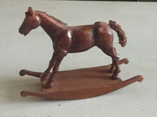 Vintage Dollhouse Miniatures Hand Carved Wood ROCKING HORSE 4 