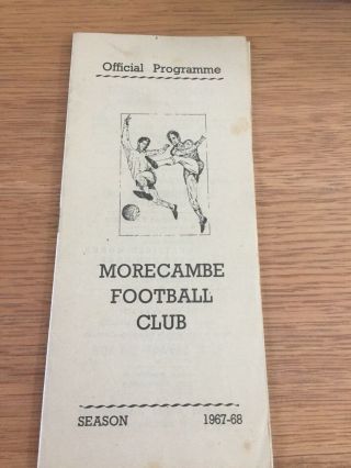 Rare Lancashire Senior Cup Final Programme Morecambe V Burnley 13th May 1968