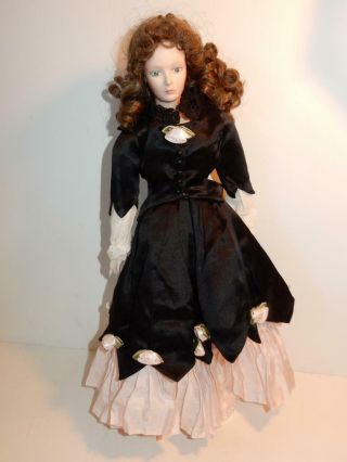 Vintage Helen Mcclellan Lady Doll Porcelain Victorian 16 " Silk Satin Dress