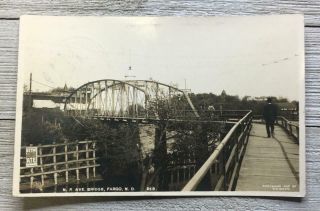 Rare Vintage Rppc Fargo North Dakota N.  P.  Ave Bridge Postcard Post Card