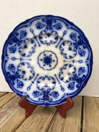 Antique Conway Semi Porcelain Wharf Pottery Flow Blue 10 " Plate England 208
