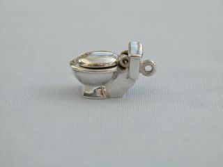 Rare,  Unusual Vintage Opening Solid Sterling Silver Toilet Charm - Heavy 4.  4g