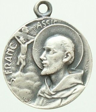 Antique Devotional Pendant Saint Francis Of Assisi By Gicar
