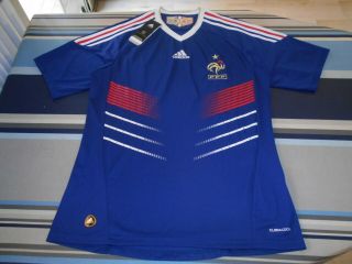 Rare Adidas France South Africa 09 - 10 World Cup Home Shirt M Blue Henry Bnwt Vtg