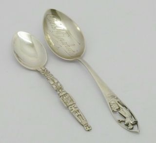 Joblot Of 2 Different Rare & Very Unusual American? Solid Sterling Silver Spoons