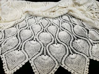 Vintage Antique Hand Crocheted Lace Doily Tablecloth 48 " Pineapple 40s Estate