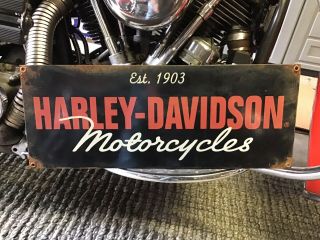 Rare Vintage Porcelain Harley - Davidson Dealer Door Sign Knucklehead Panhead