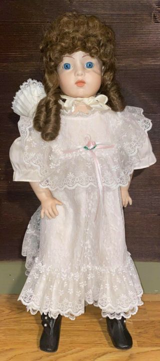 Vernon Seeley 22 " Doll 1980 White Dress With Bonnet Vintage