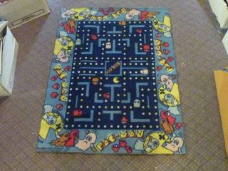 Vintage Pac - Man Carpet Rug 1980s Midway Bally Official Pacman Retro Rare 4x3 Ft