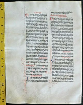 Extremely Rare Incunabula,  Breviary Leaf On Vellum,  Handpt.  Initials,  Jenson,  1478 1j