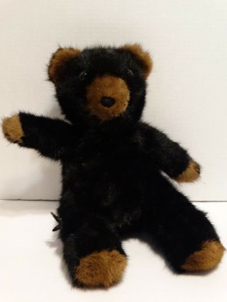 Vintage 1982 Rare Bear Inc Teddy Bear 14 " Mink Fur Black Brown Plush Sitting