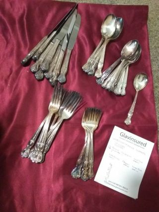 Wm Rogers Mfg Co Silverplate Extra Plate Rogers Flatware 49 Pc Floral