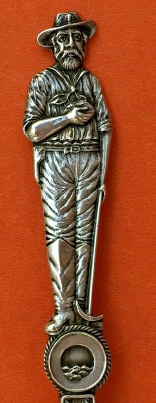 Stunning Figural Miner Denver Colorado Sterling Silver Souvenir Spoon