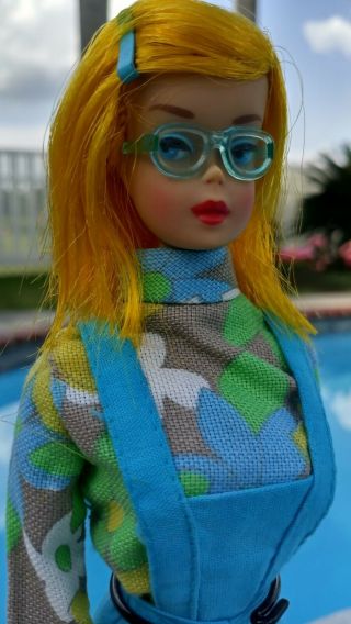 Vintage Barbie Clone Maddie Mod Blue Floral Overall 