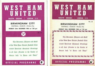 1964/65 West Ham United V Birmingham City Division 1 (2 Versions - Rare Green?)