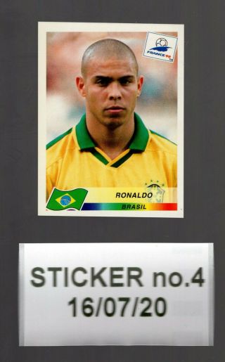 Rare Ronaldo France 98 World Cup Sticker 28 - Brasil / Brazil Og Ronaldo 1998