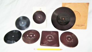 Rare Small Vintage Flexible Phonograph Gramophone 78 Rpm Records Tucks
