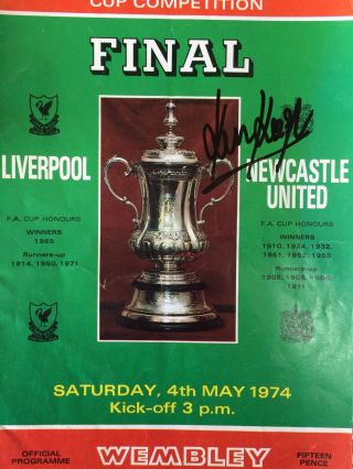Rare Newcastle V Liverpool 1974 Signed Fa Cup Final Programme By Kevin Keegan