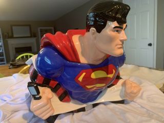 Extremely Rare Warner Bros Studio Store Superman Cookie Jar From Year 2000
