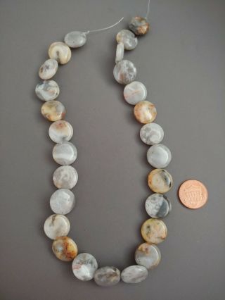 Vintage Old Stock Hi Shine Crazy Lace Agate Puffed Coin Beads 16mm Qty 26