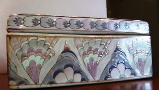Vantage Chinese Ceramic Famille Jewelry/trinket Box Rectangle Handpaintd 8 7/16 "