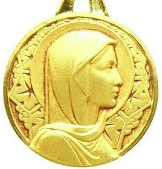 Antique Religious Art Deco Pendant Blessed Mary By Contaux