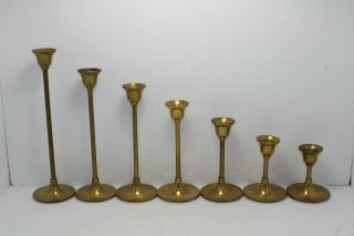 Vintage Solid Brass Candle Holders Set Of 7 Hosley Home Decor