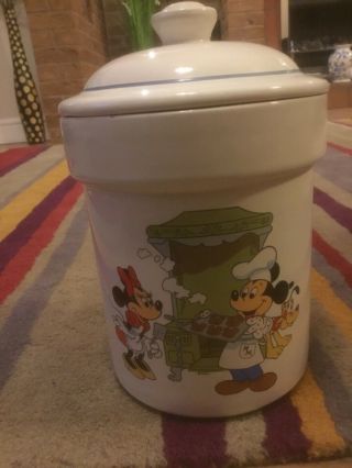 Rare Walt Disney Cookie Jar Canister Treasure Craft Mickey Minnie Mouse Vintage