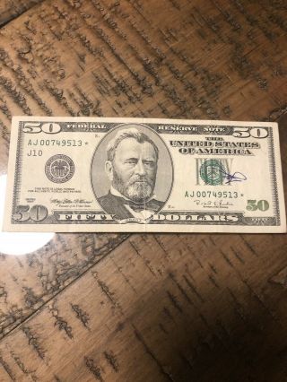 Rare 1996 $50 Fifty Dollar Bill Star Note Low Serial Number Double Zero Lead