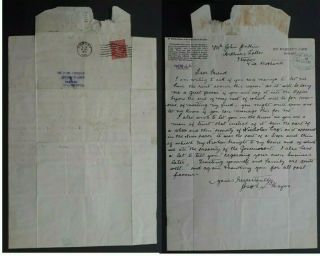 Rare 1931 Australia Prison Letter Sheet From Hobart Prison T Perfin Kgv Stamp