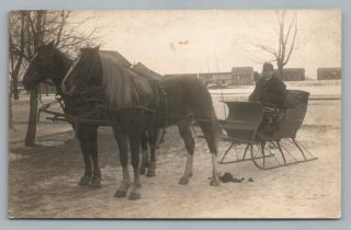 Horse Droppings & Sleigh Gilmore City Iowa Rppc Antique Winter Photo 1910