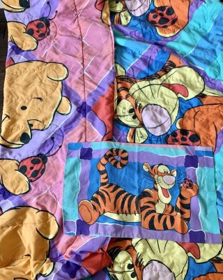 Rare Vintage Winnie The Pooh Tigger Reversible Full 90’s Comforter & Pillowcase
