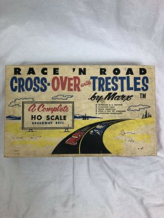 Rare 1960’s Marx Race ‘n Road Cross - Over Ho Scale Speedway Set
