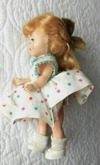 1950 ' s vintage hard plastic walker doll in Cosmopolitan GINGER doll,  dots dress 2