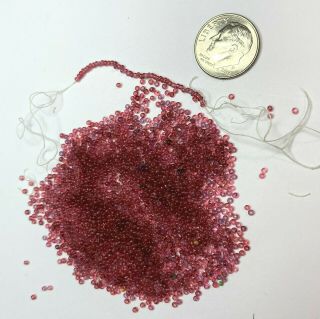Rare Antique Micro Seed Beads - 14/0 Transparent Rich Raspberry Rose - 8 Gram Bag