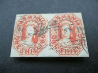 Tasmania Stamps: Chalon Imperf Pair - Rare - (k153)
