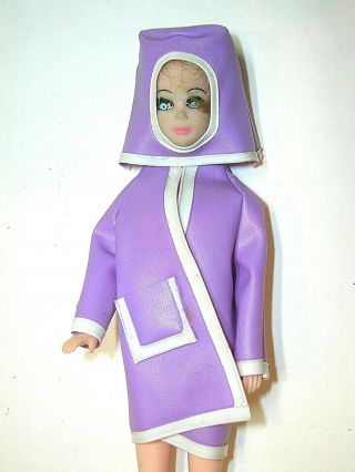 Vintage Dawn Doll Jessica W/ Purple Rain Coat From Tiny Teen Topper 6 " Figure