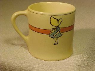 Antique Roseville Juvenile Creamware Mug Child’s Cup With Girl,  Signed (r)