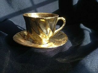 Rare Antique Gold Teacup And Saucer Bone China From Occupied Japan