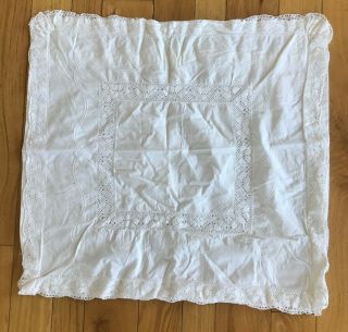 Lace Crochet Pillow Shams Covers 28 " Square White Large Pair 2 Of Set Antique